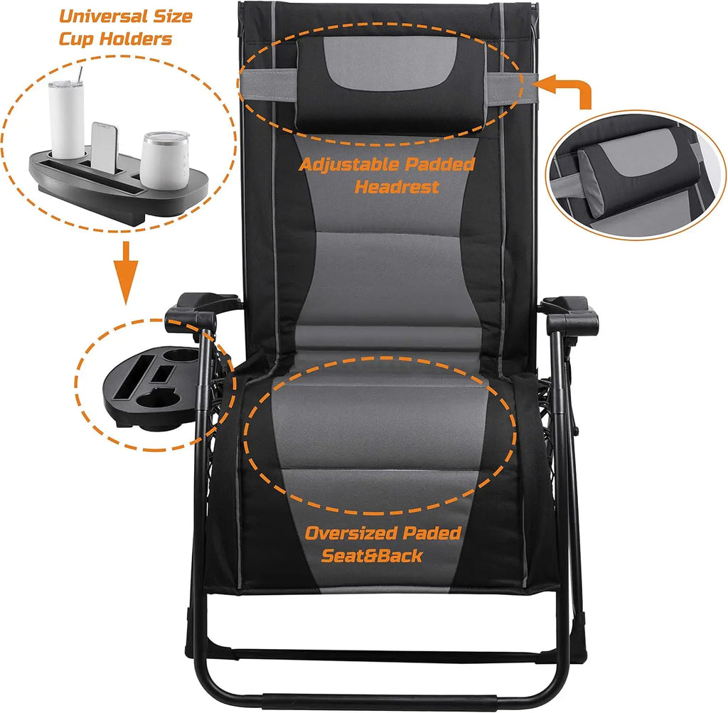 Oversize Reclining Folding Chair for Outdoor Relaxing