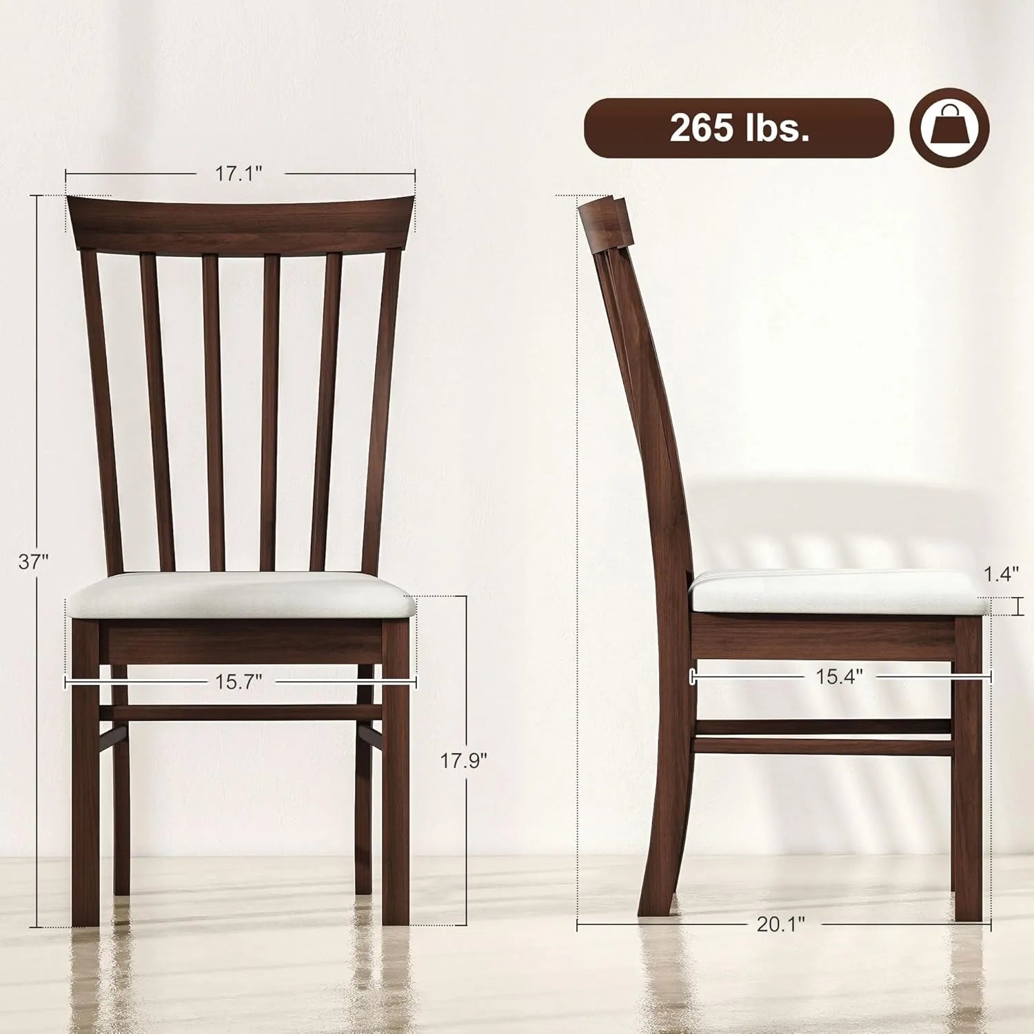 Farmhouse Wooden Dining Chairs Set of 2