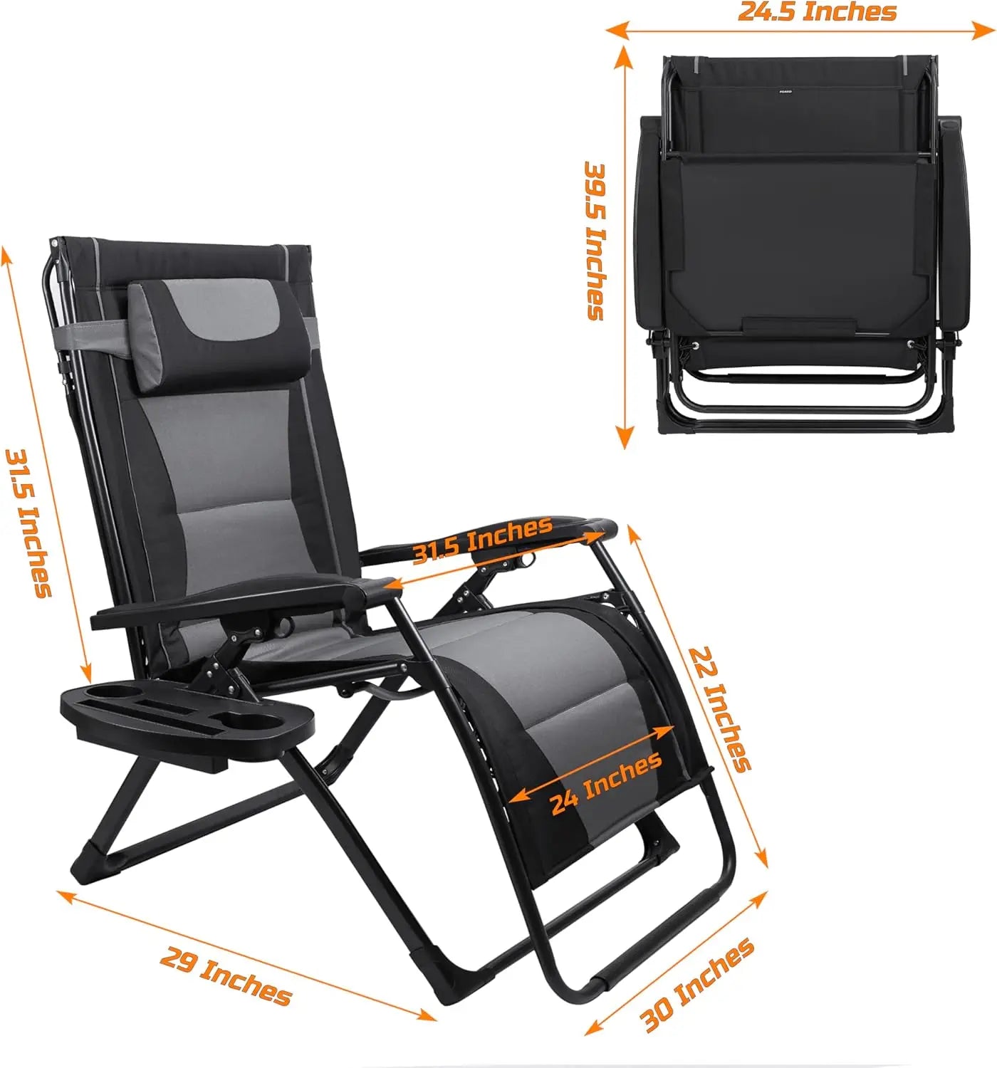 Oversize Reclining Folding Chair for Outdoor Relaxing