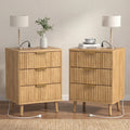 Set of 2 Wood Fluted Nightstand