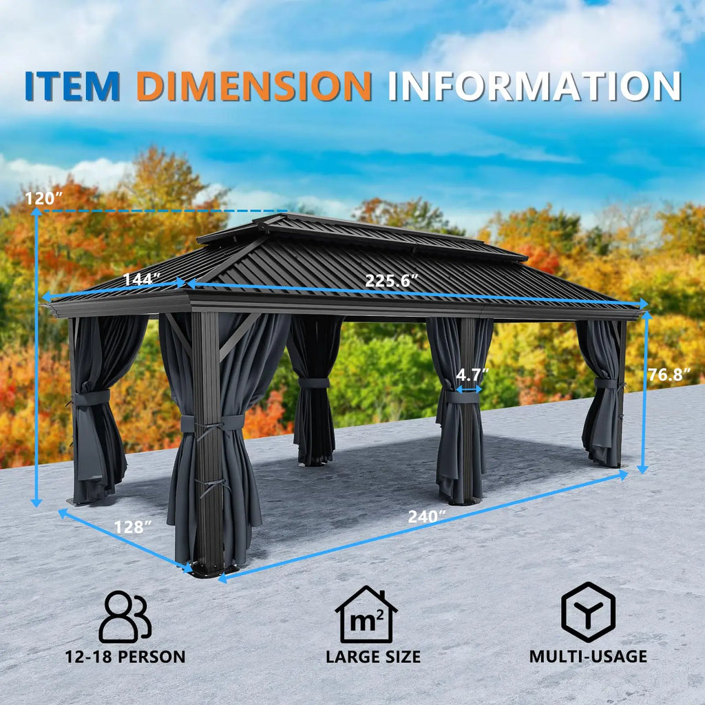 12×20 Hardtop Gazebo with Metal Roof