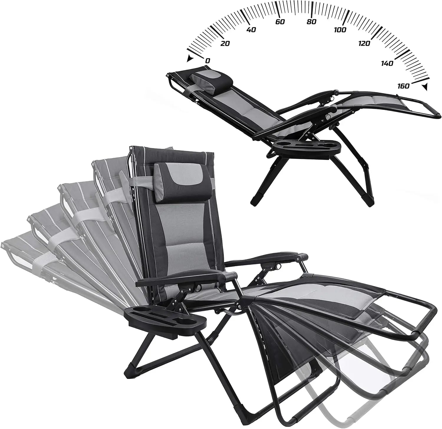Oversize Reclining Folding Chair for Outdoor Relaxing