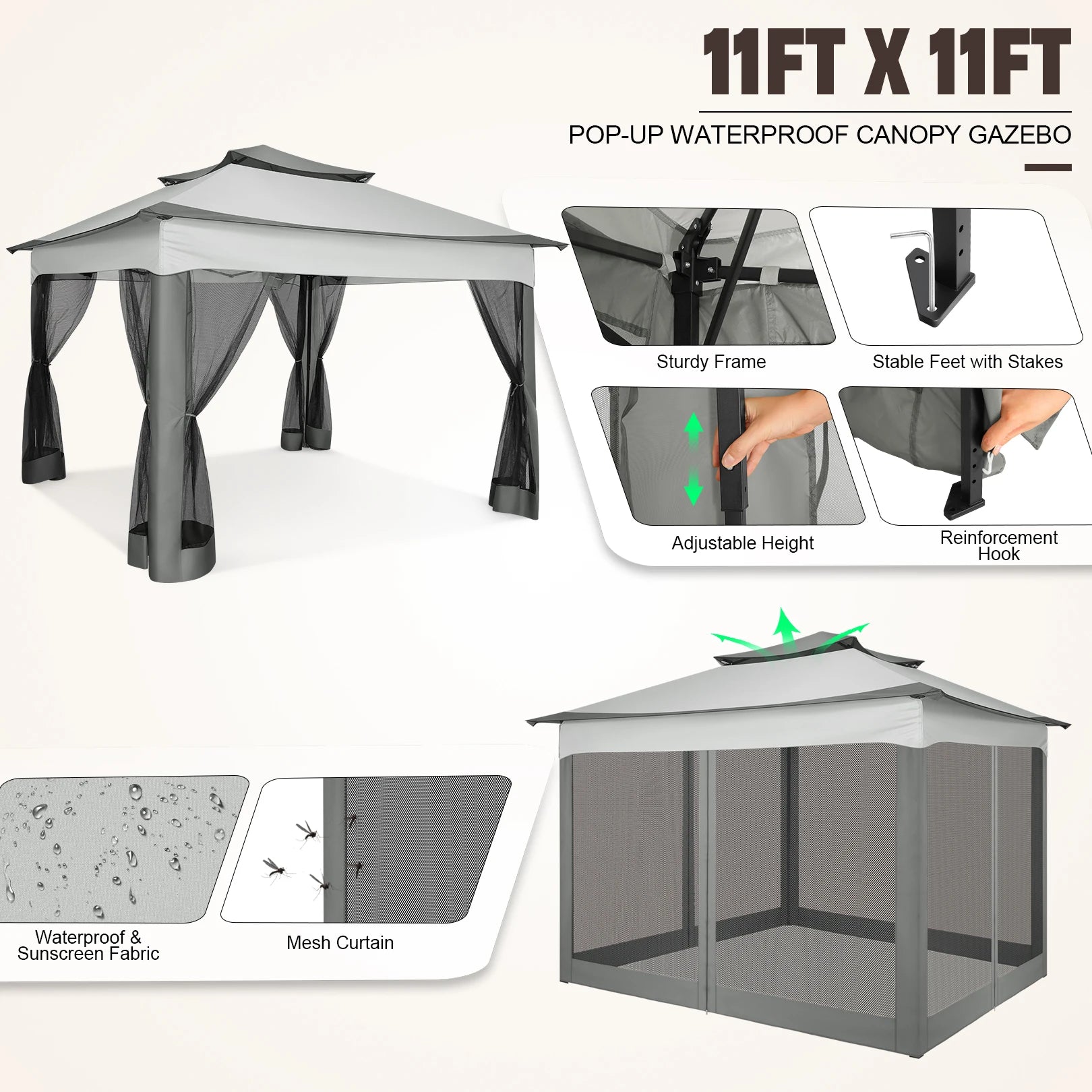 11x11ft Pop Up Gazebo