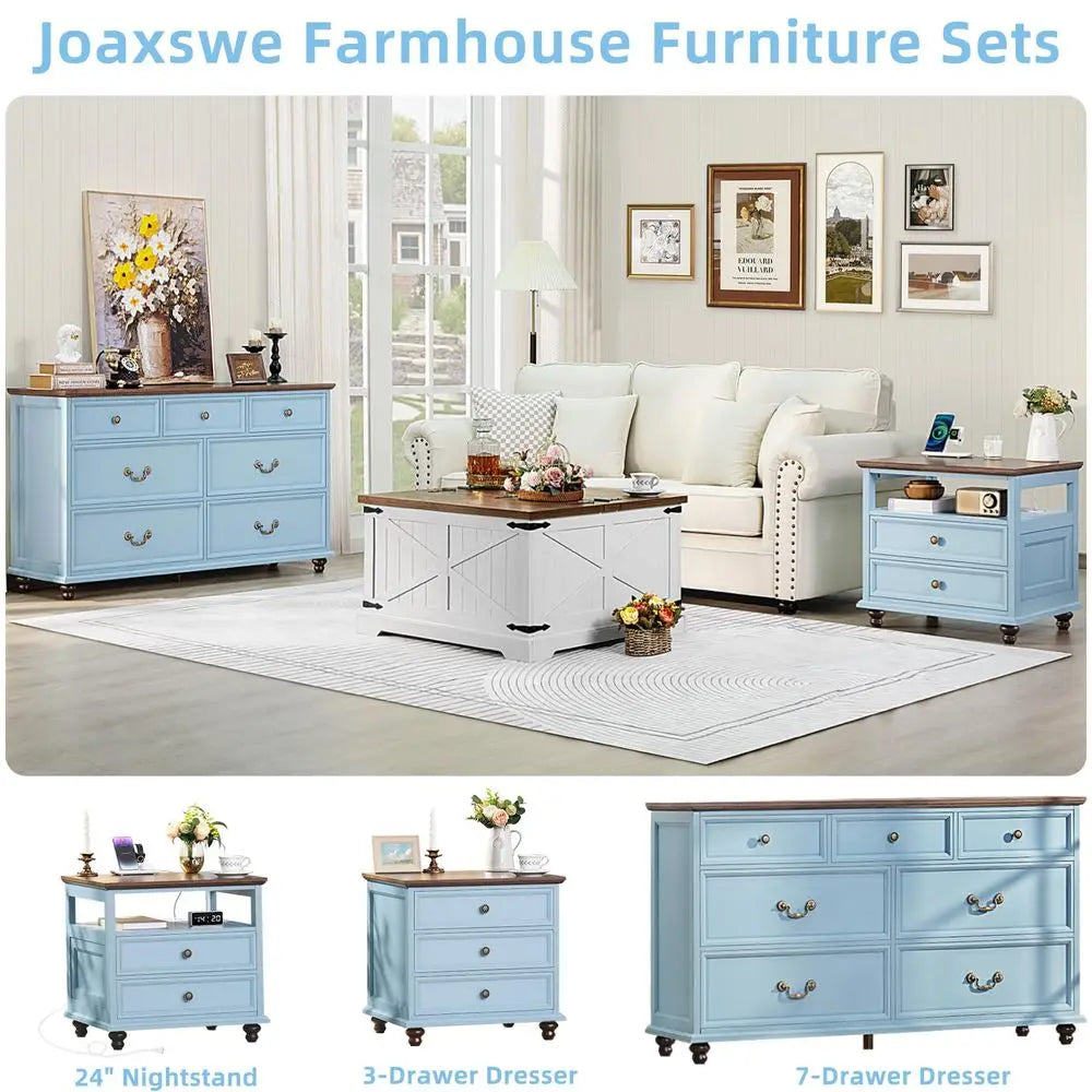 Farmhouse 54" 7 Drawers Dresser