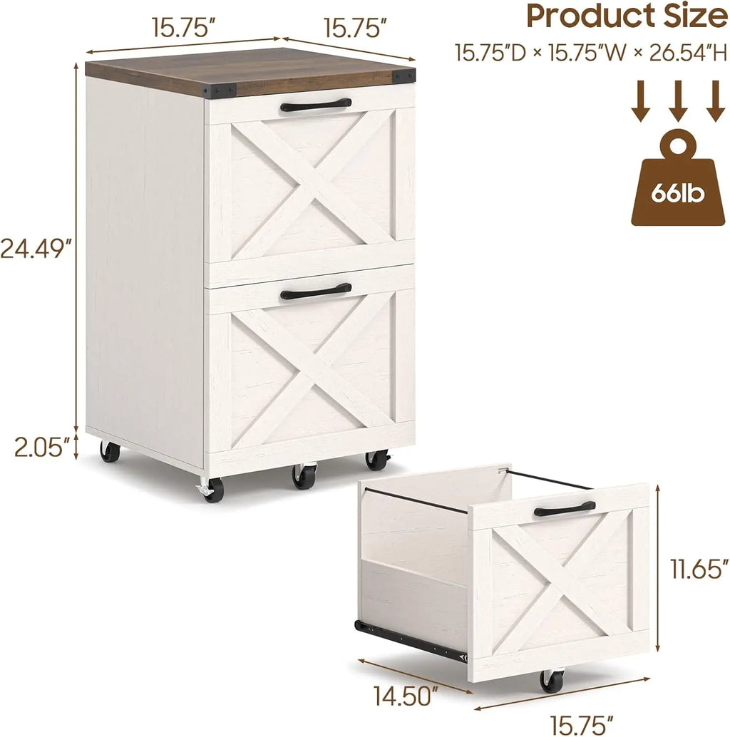 Farmhouse 2 Drawer Small File Cabinet