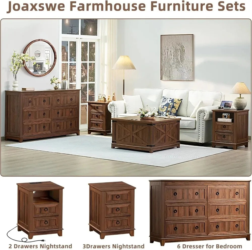 Farmhouse 54" Wood Dresser, 6 Drawers