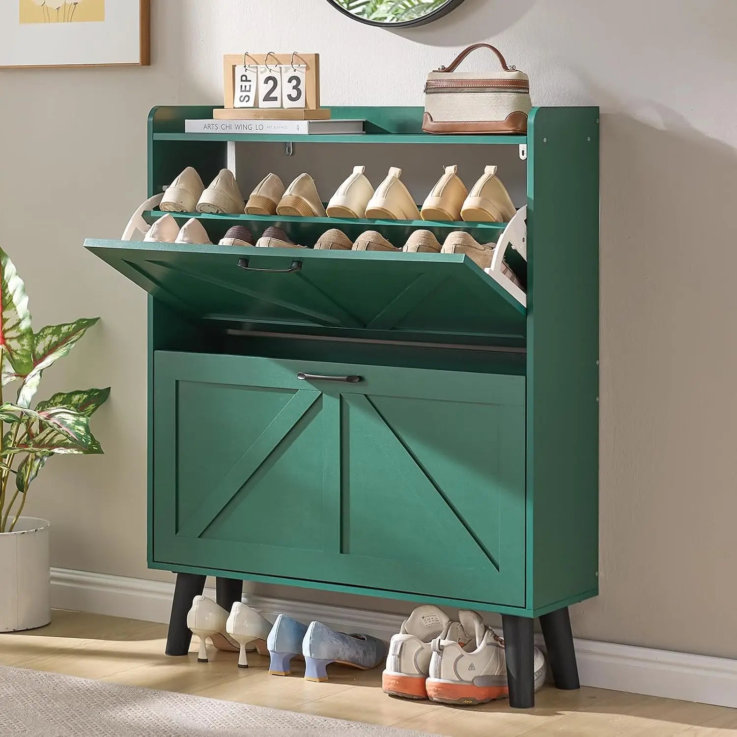 Rattan Shoe Storage Cabinet