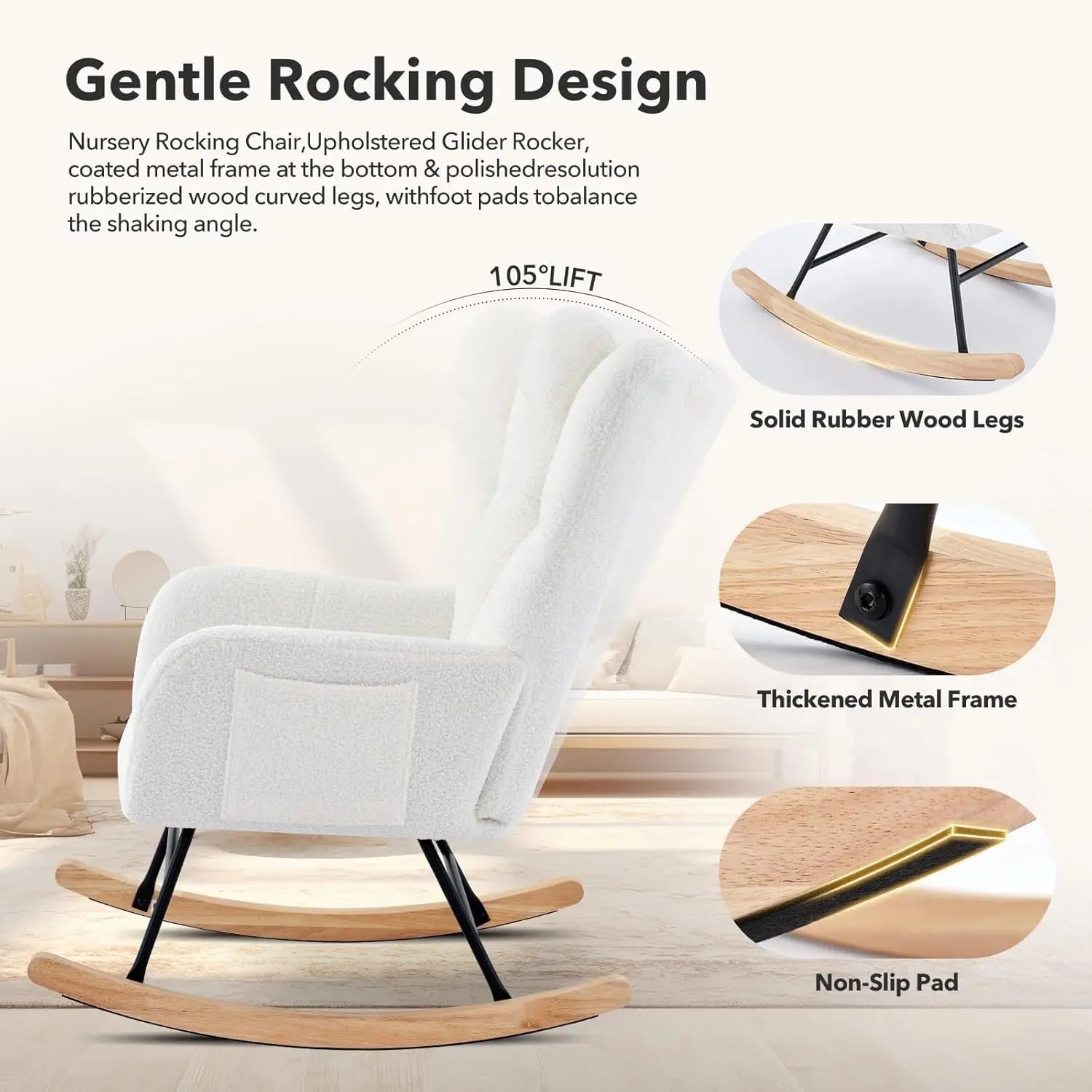 High Back Nursery Rocking Chair