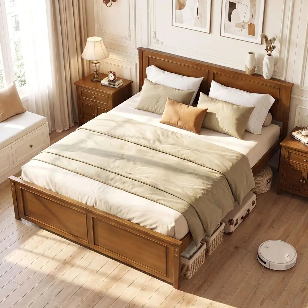 Wood Queen Size Bed Frame with Headboard