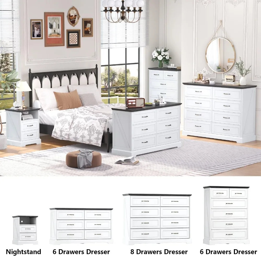 8 Drawer Farmhouse Dresser, 47" Wide