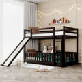 Wooden Twin Over Twin Bunk Bed with Ladder and Slide