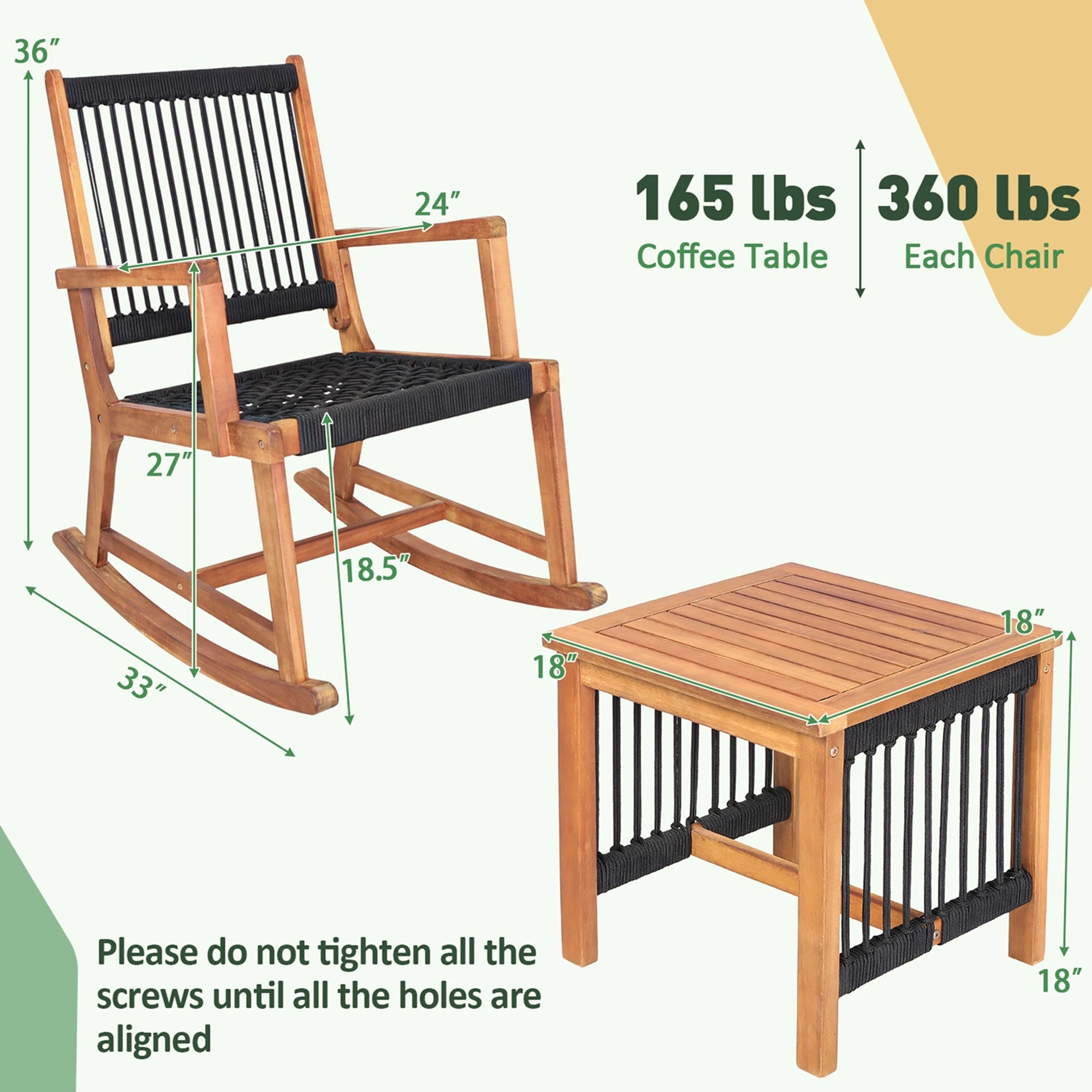 3pcs Acacia Wood Bistro Set
