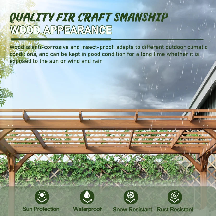 12 x 10 FT Outdoor Wood Pergola