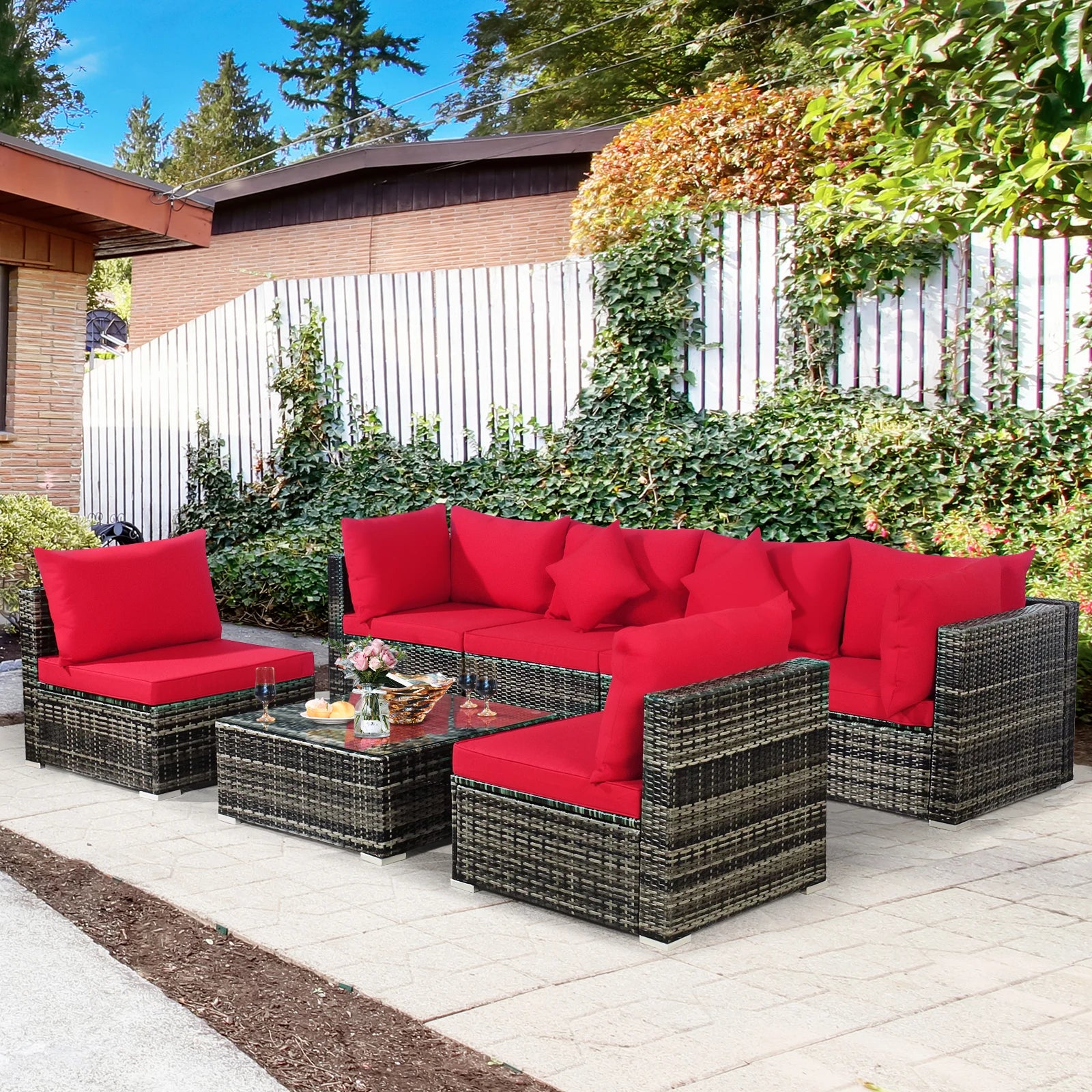 7PCS Patio Rattan Furniture Set