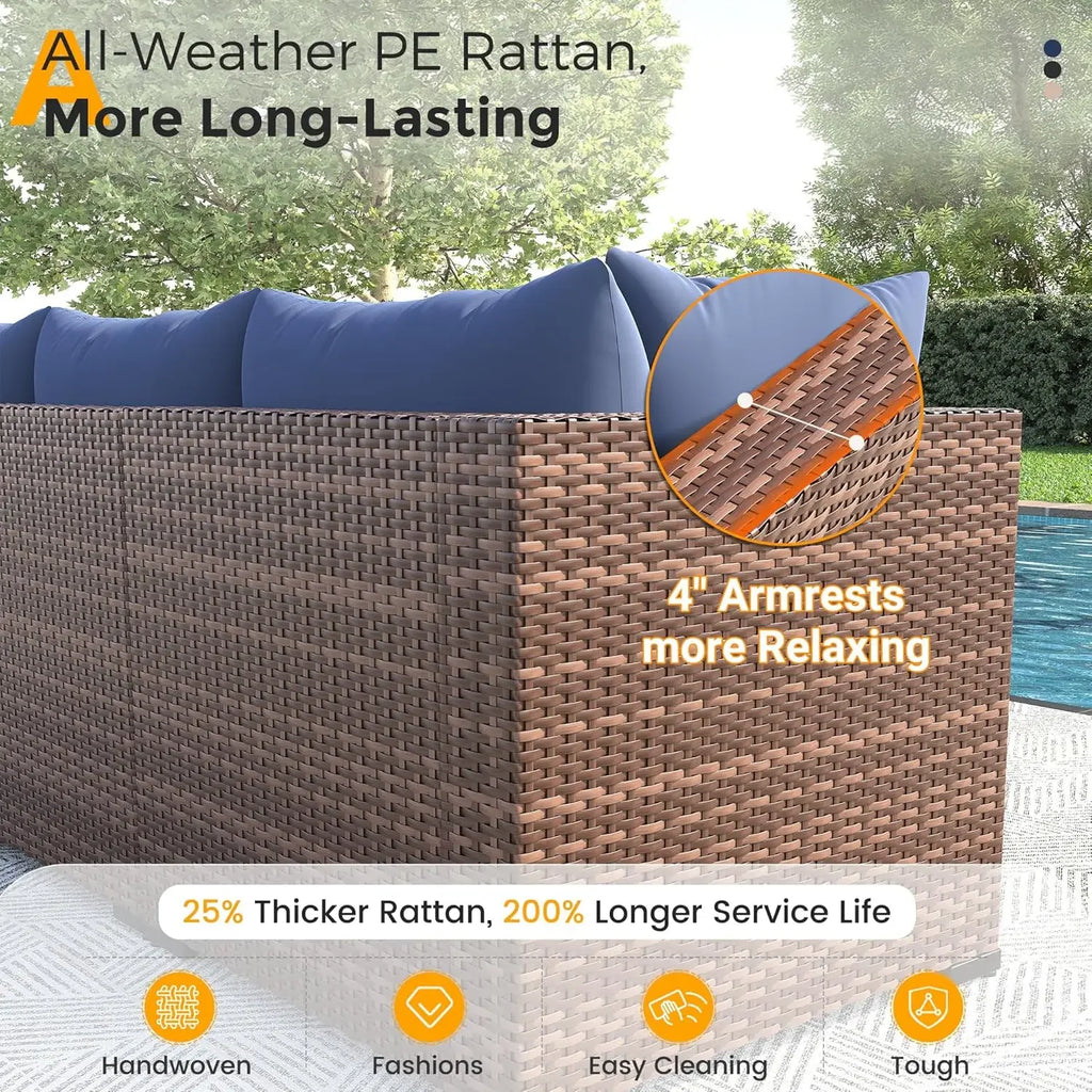 8 Pc Furniture Set with Fire Pit Table