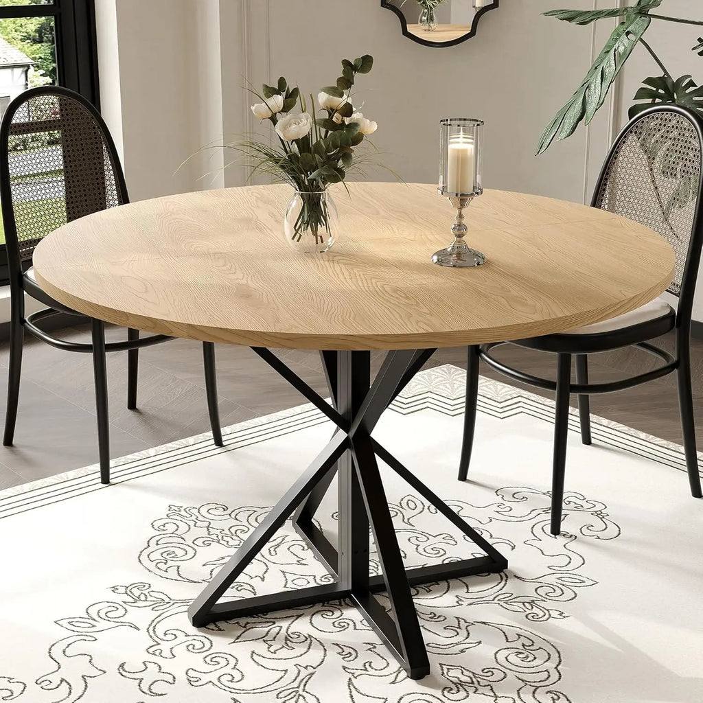 Farmhouse 47" Round Dining Table for 4