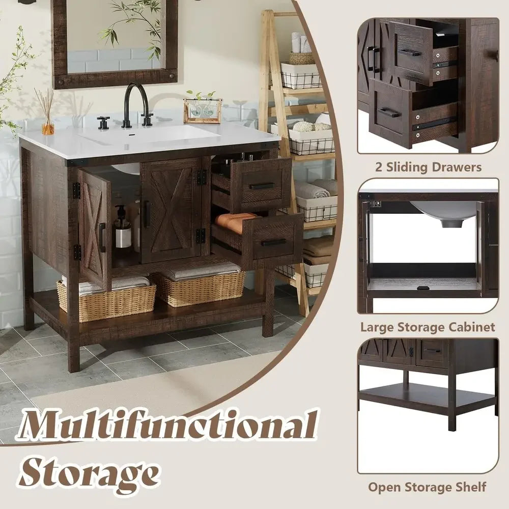36" Farmhouse Bathroom Vanity with Sink Combo