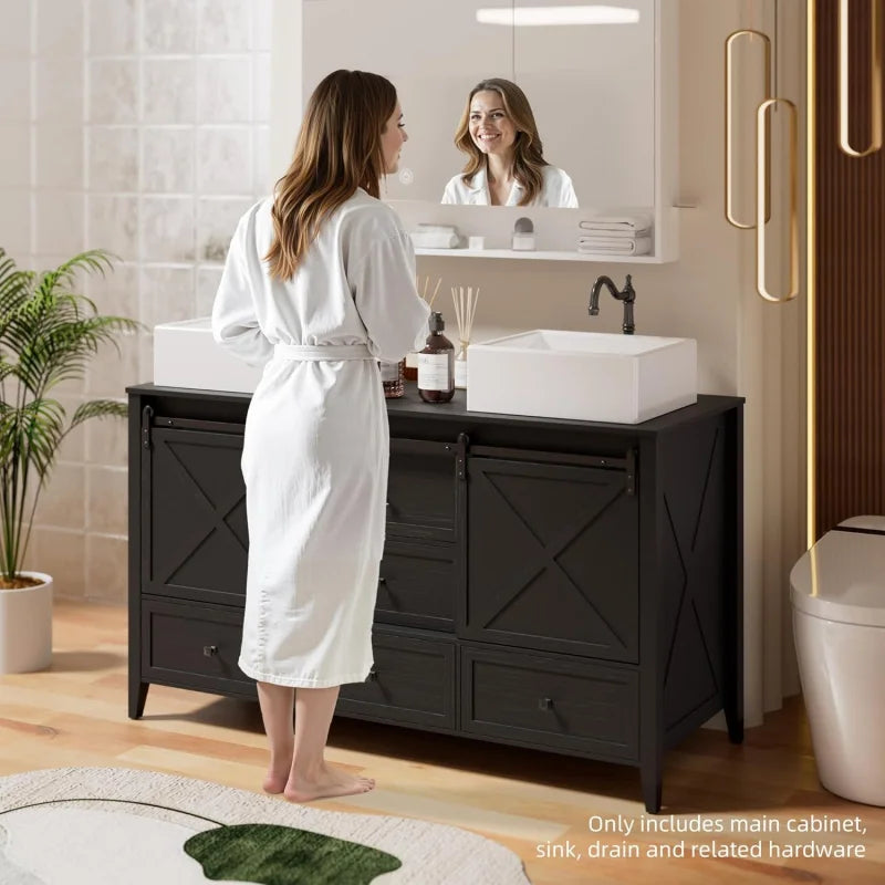 60" Bathroom Vanity with Double Ceramic Sink