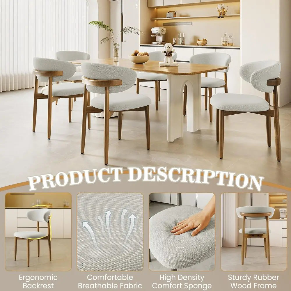 Farmhouse Wooden Dining Chairs Set of 6