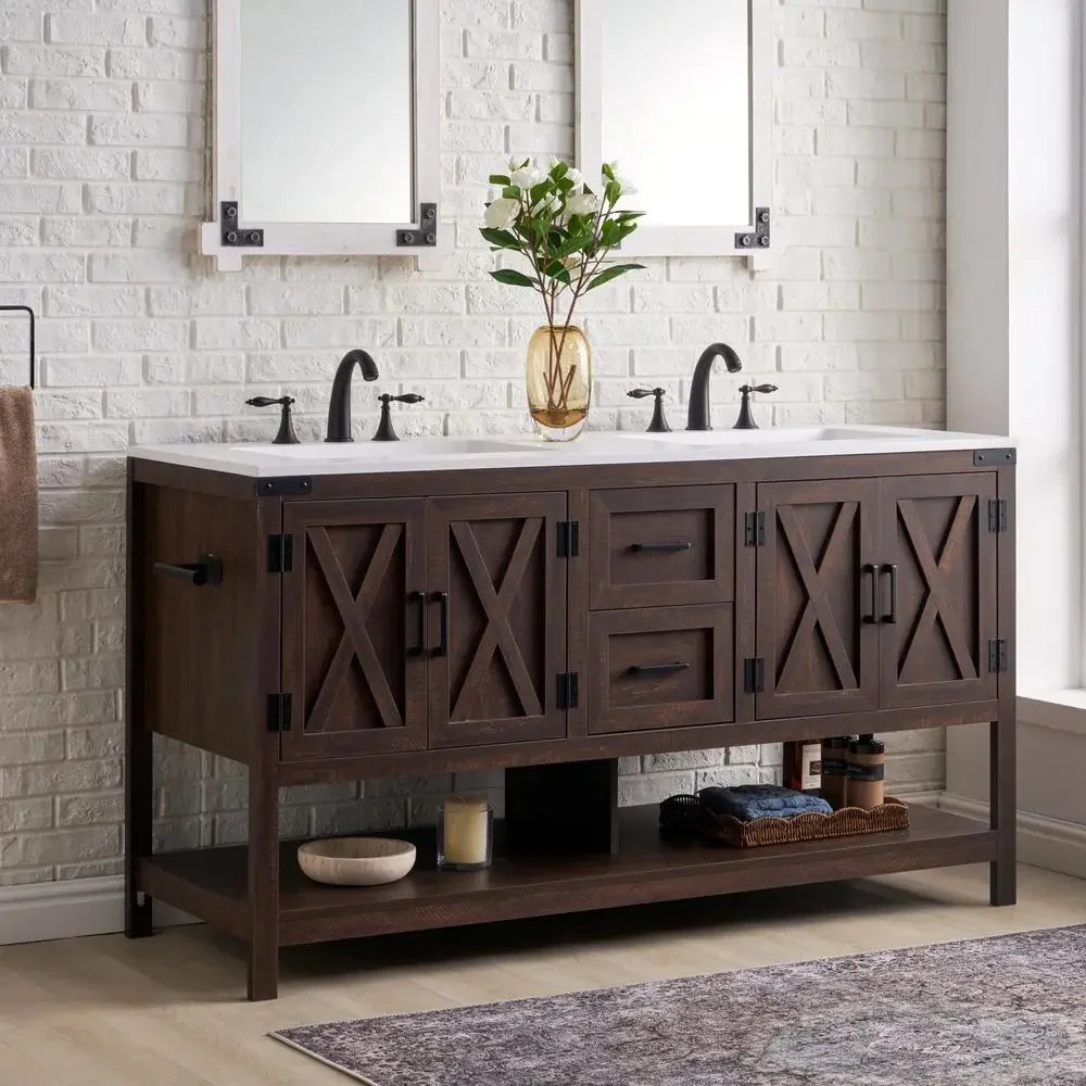 60" Farmhouse Bathroom Vanity with Double Sink