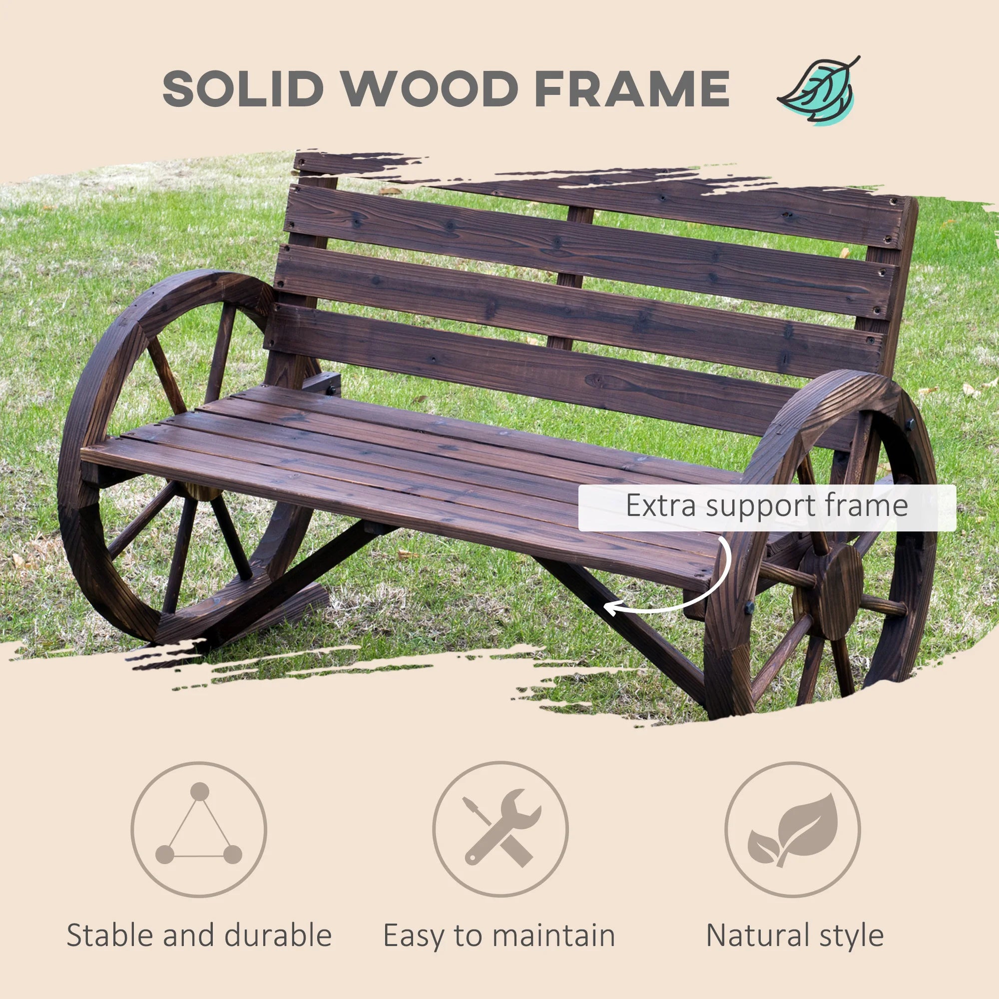 Wooden Wagon Wheel Bench