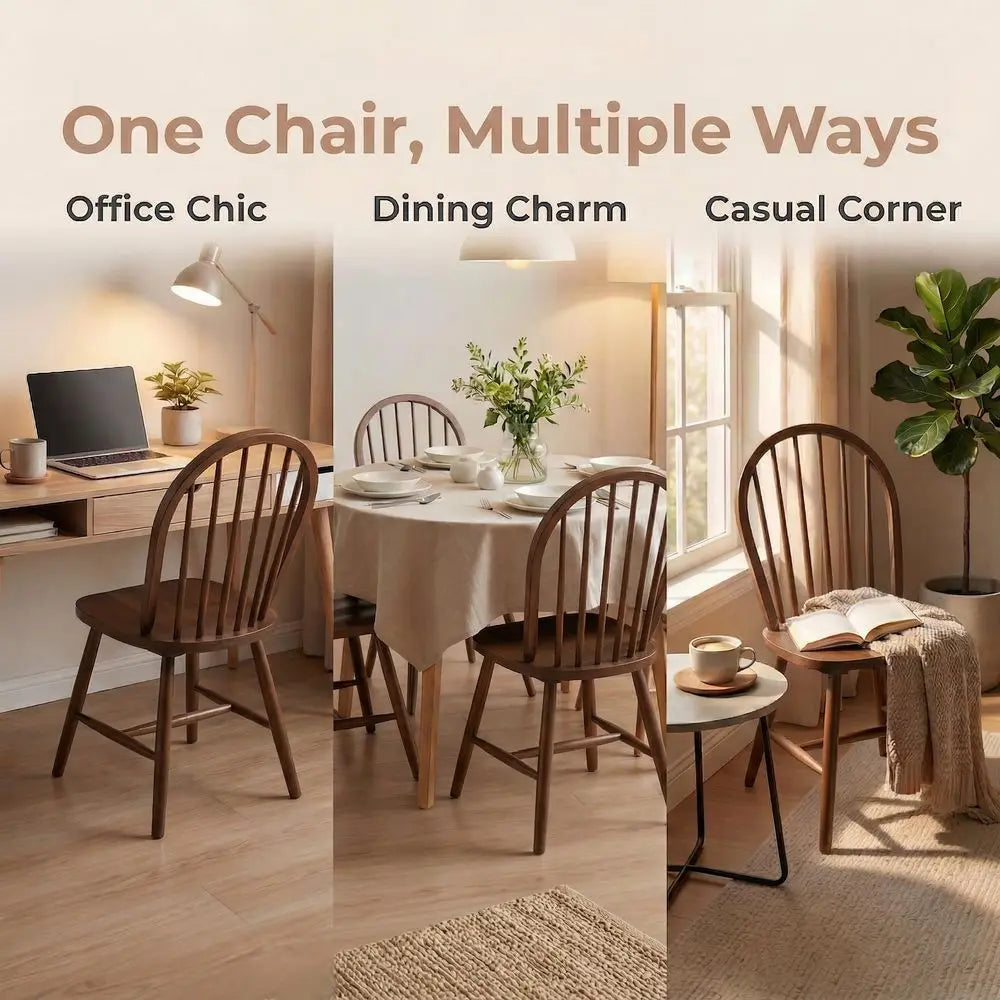 Farmhouse Walnut Dining Chairs Set of 4