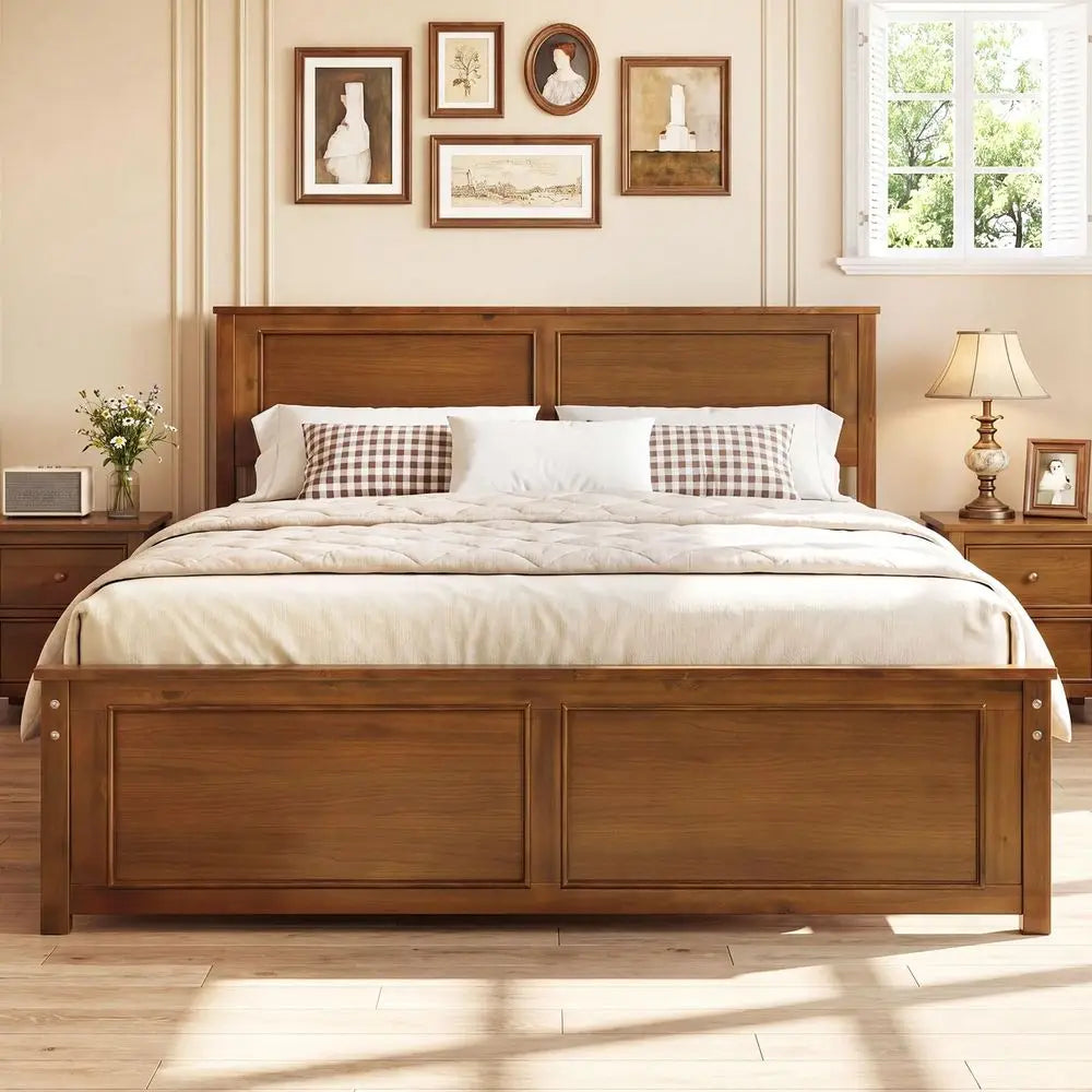 Wood Queen Size Bed Frame with Headboard