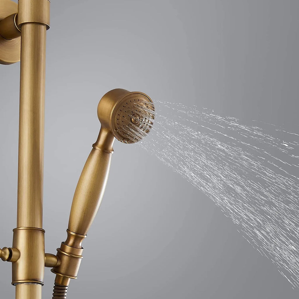 Antique Brass Bathroom Rain Shower System