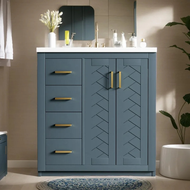 30'' Wood with Ceramic Sink Vanity Set