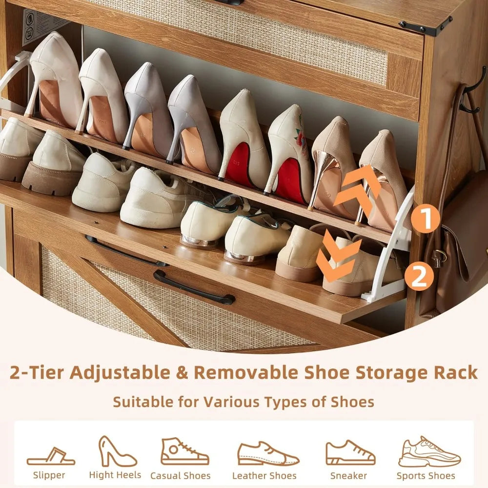 Rattan Shoe Storage Cabinet