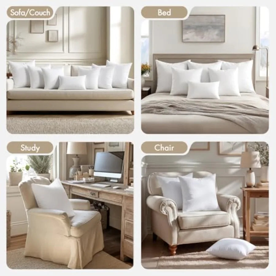 Microfiber Throw Pillow Inserts, Pack of 4