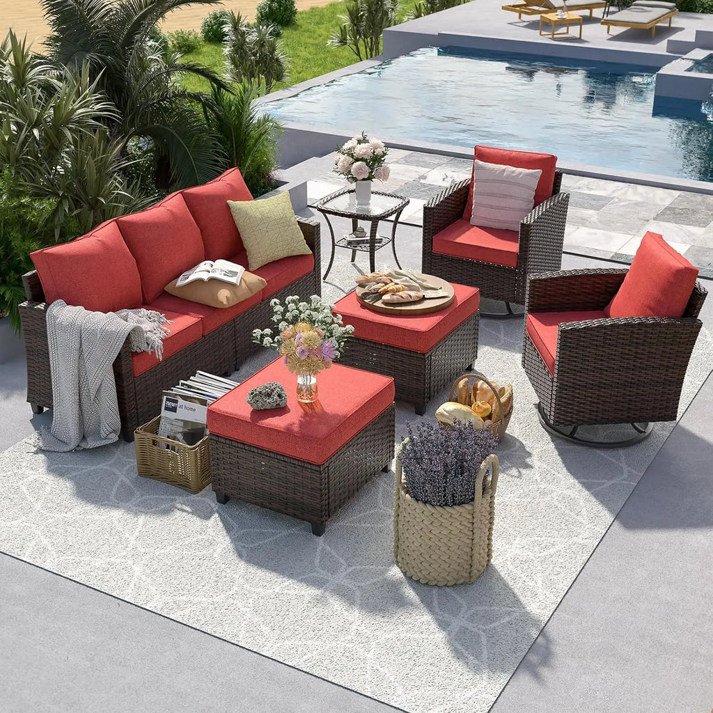 6pc Rattan Sectional Sofa Set