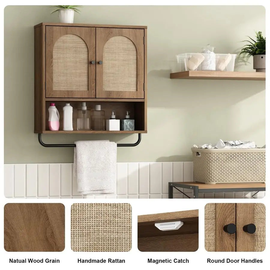 Rattan Bathroom Wall Cabinet