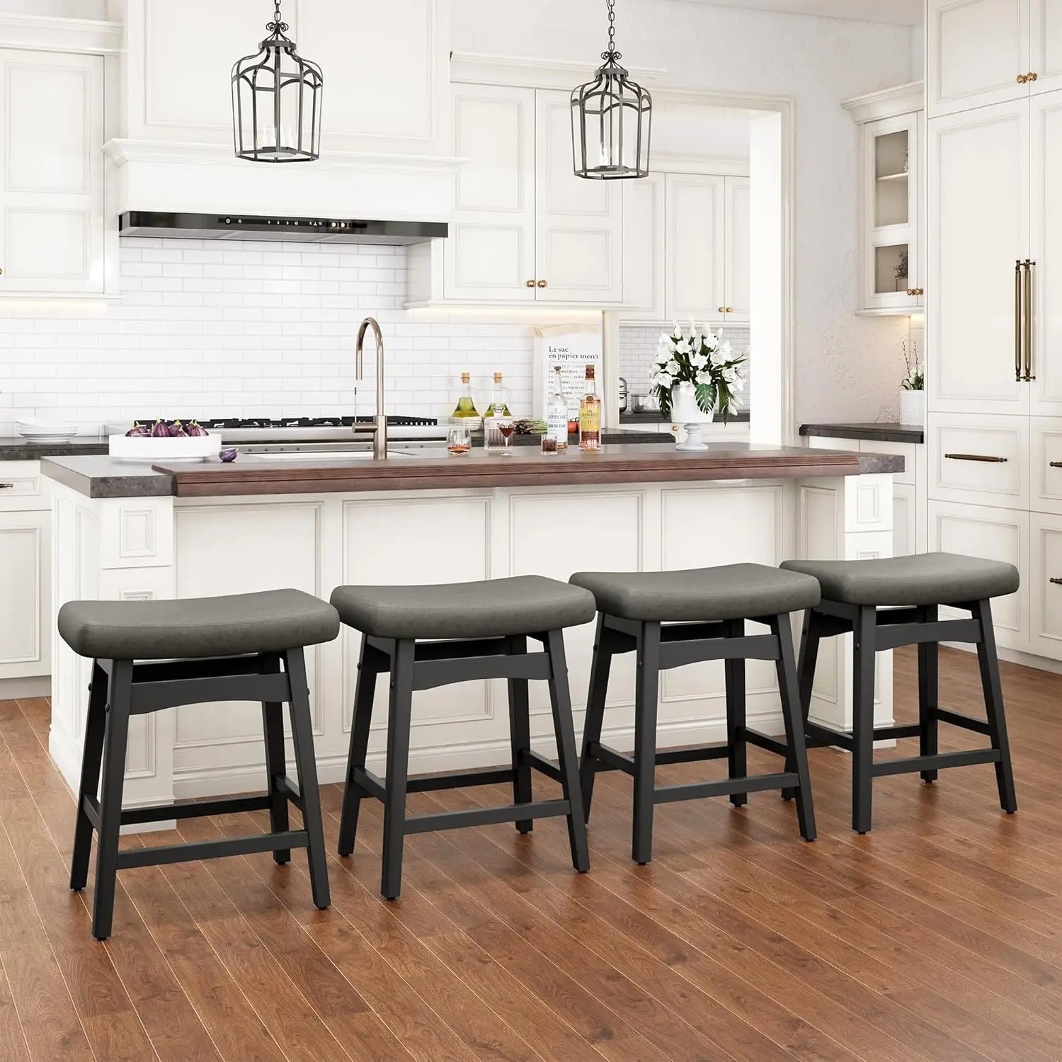 24" Saddle Seat Counter Height Bar Stools