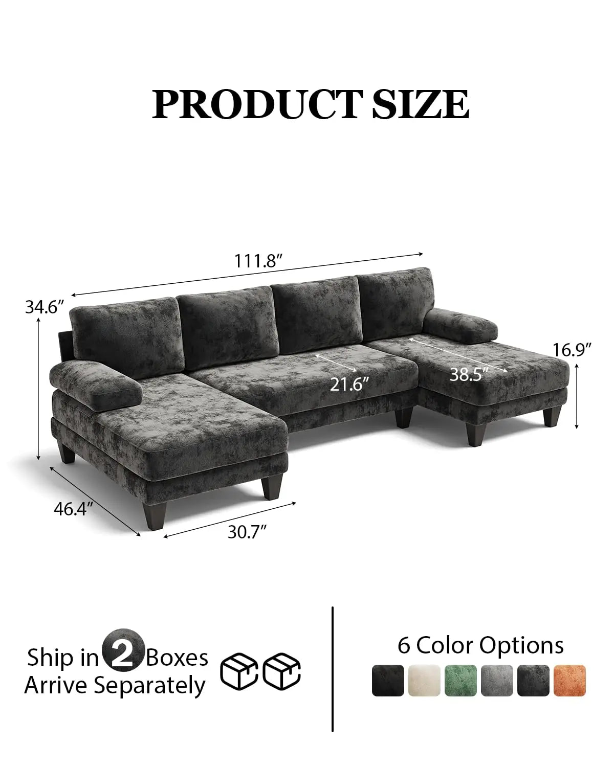 112" U-Shaped Sectional Sofa