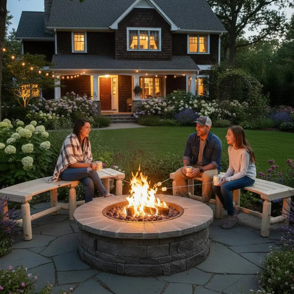Outdoor Wooden Curved Backless Bench