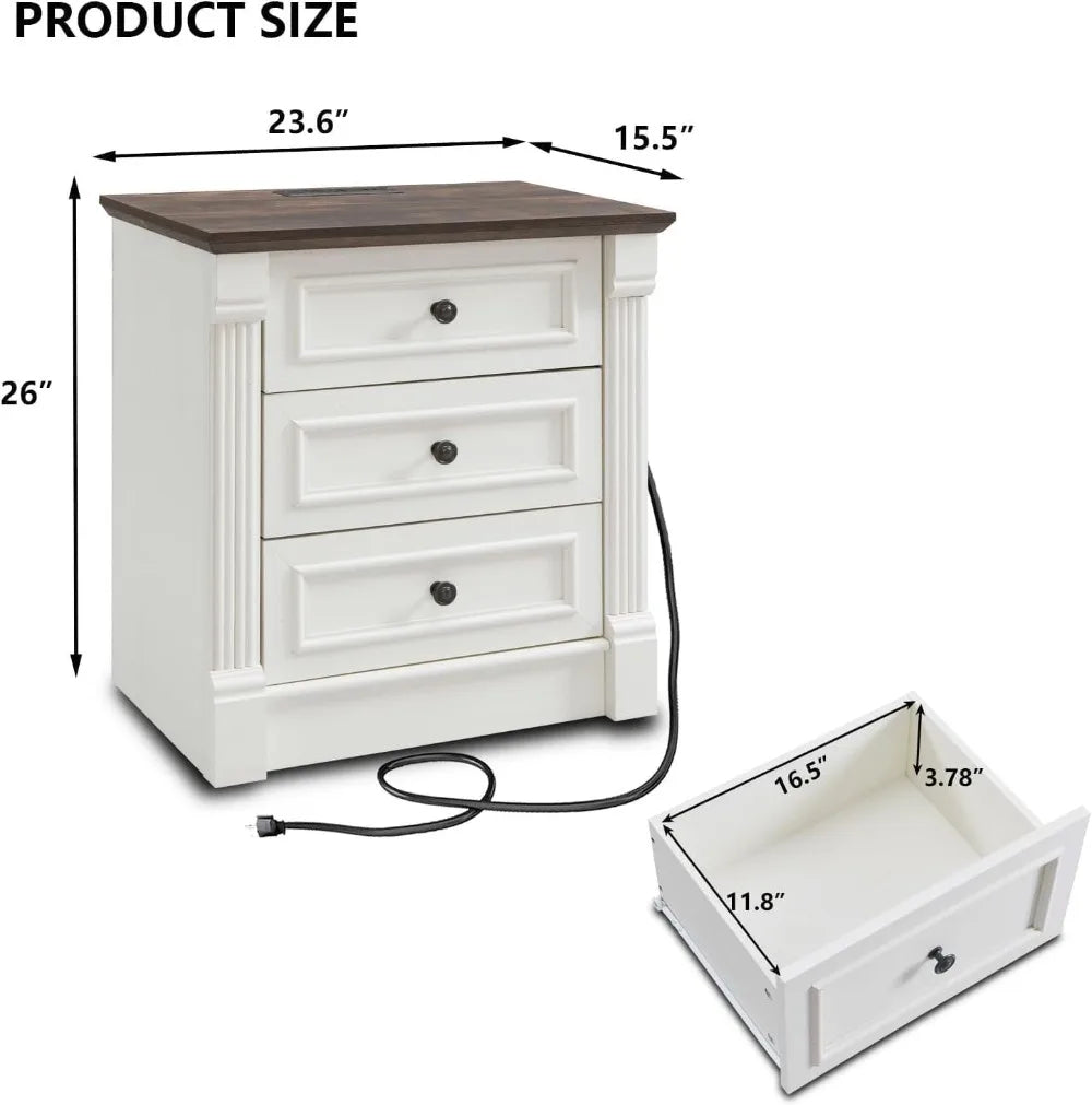 26" Farmhouse Nightstand Set of 2