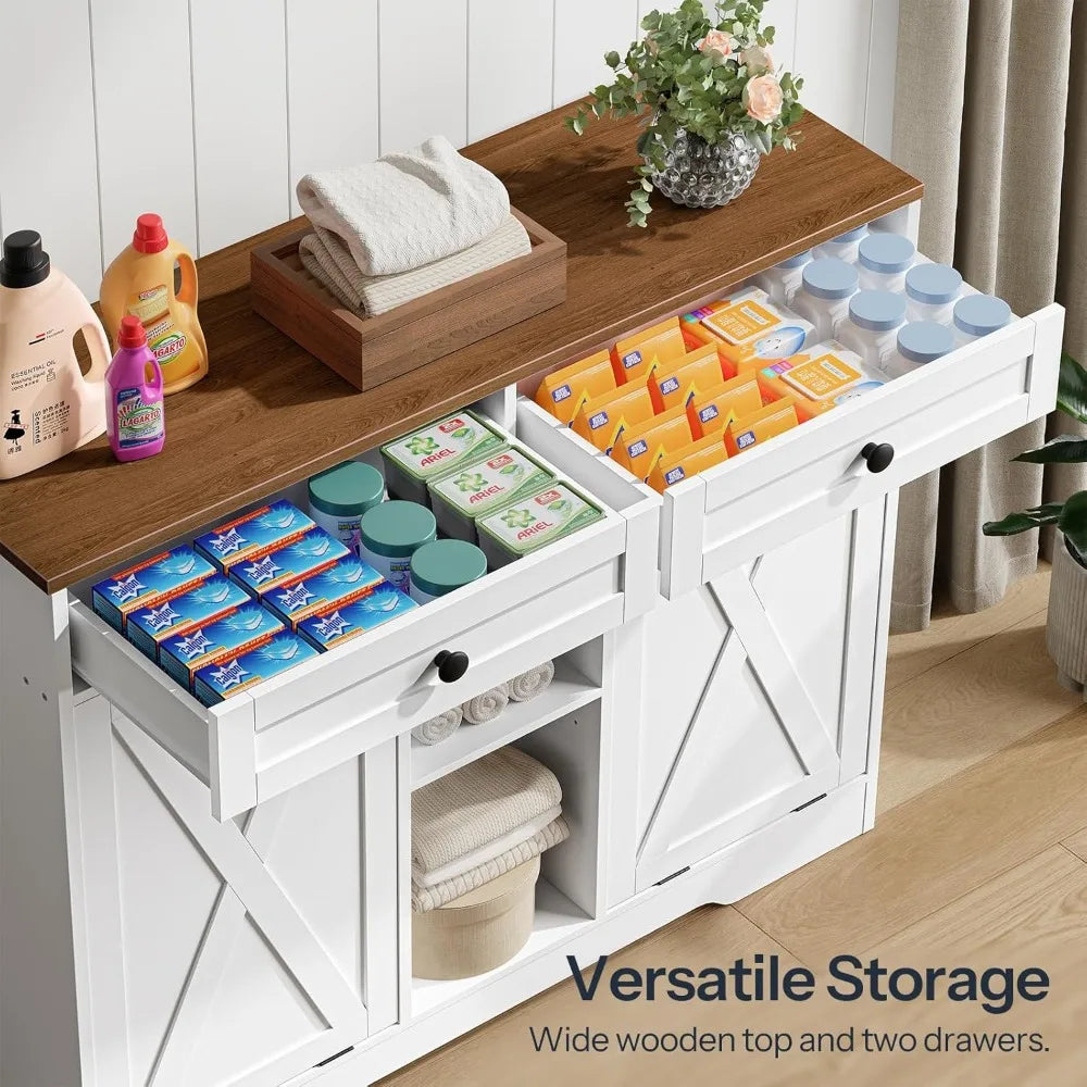 Double Tilt-Out Laundry Hamper / Trash Cabinet