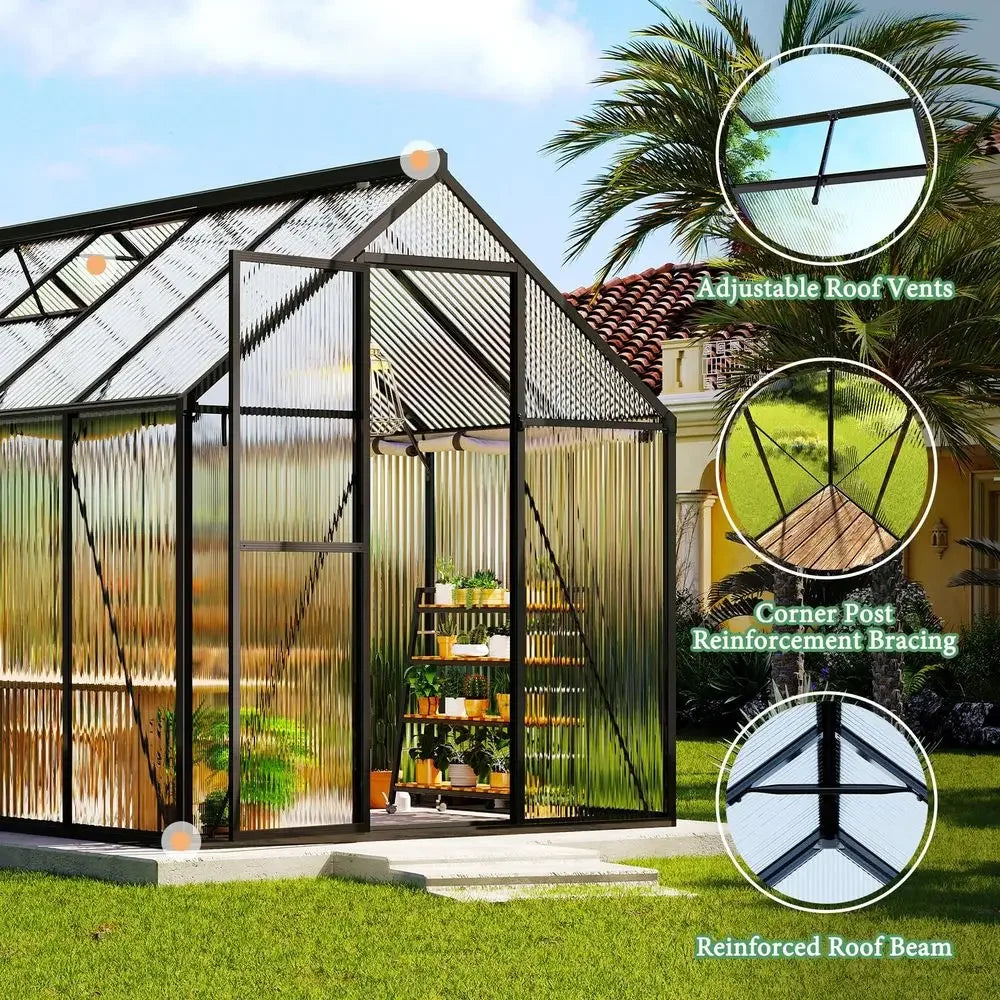 6x16 Ft Polycarbonate Greenhouse for Outdoors