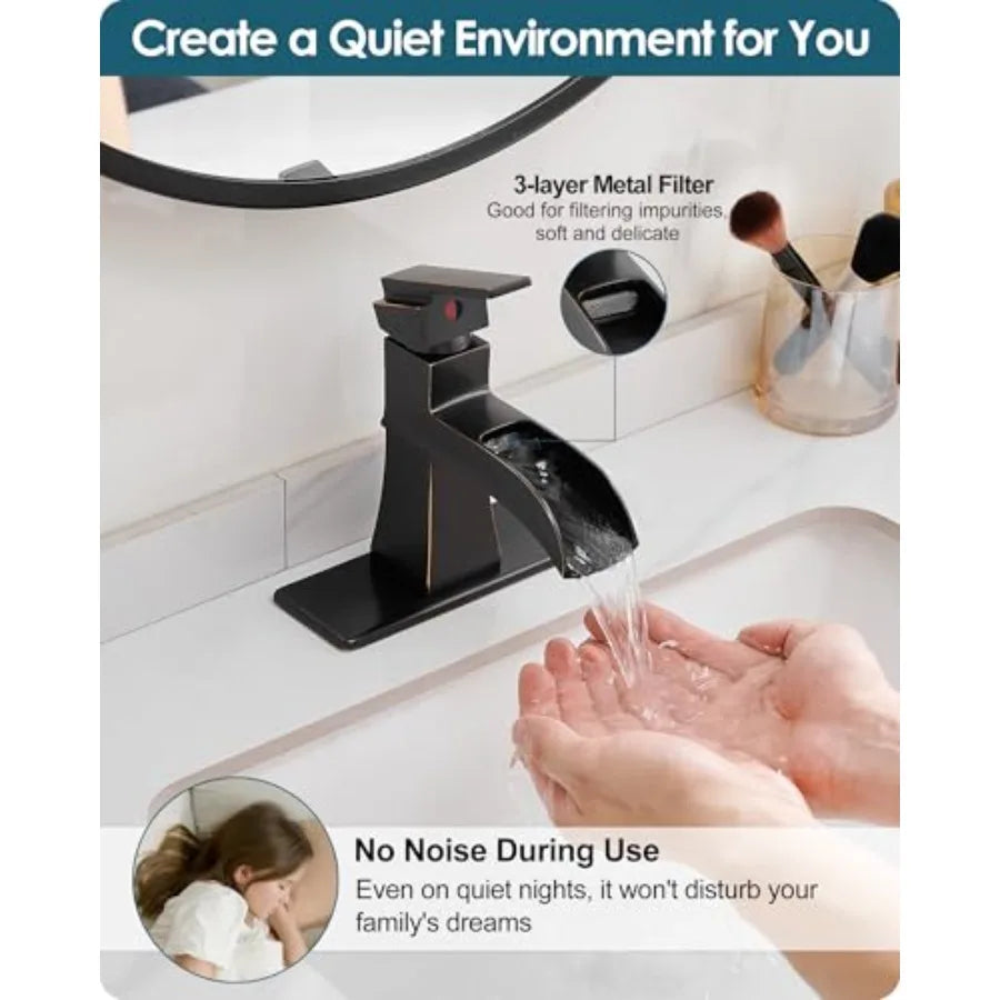 Bathroom Faucet, 1 Hole or 3 Hole Mount