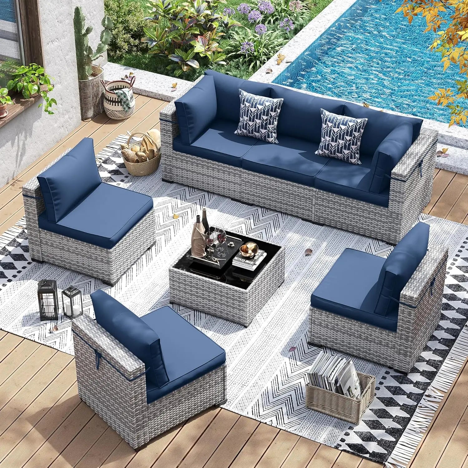 Patio Furniture Set, 7 Pieces