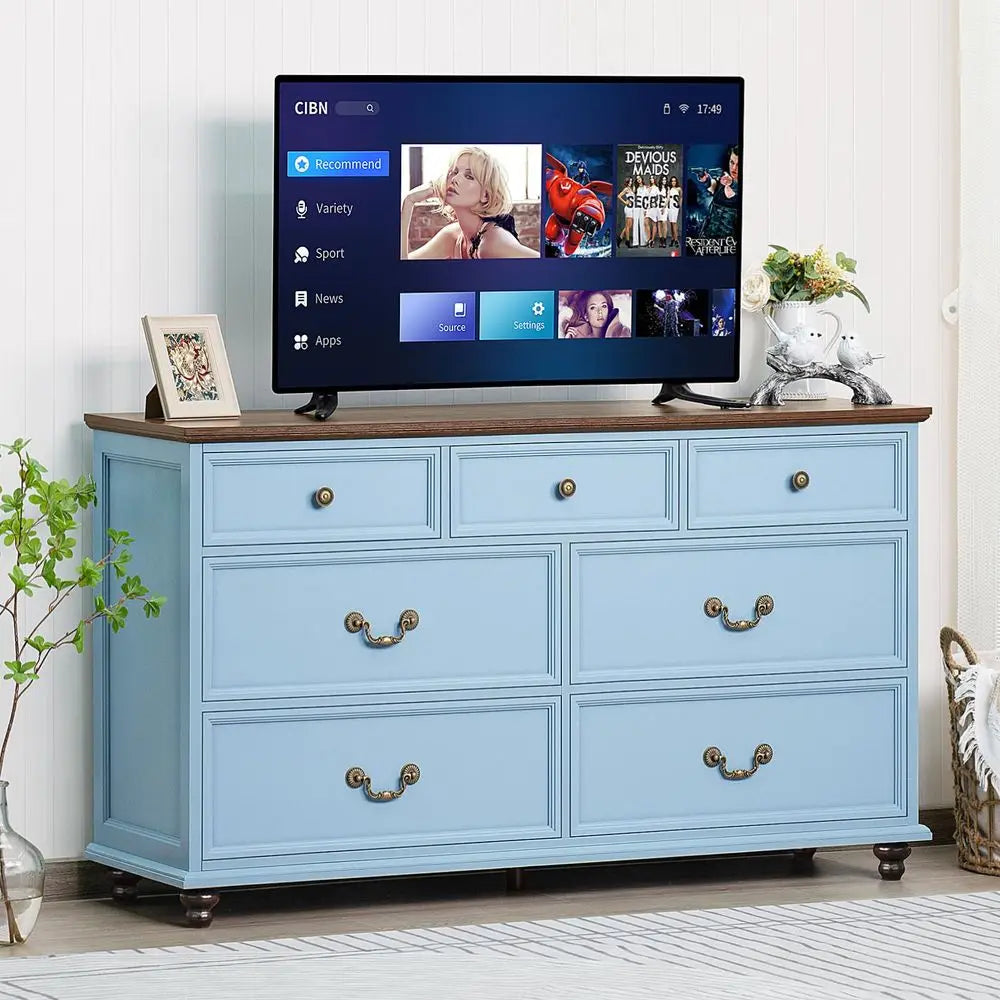 Farmhouse 54" 7 Drawers Dresser