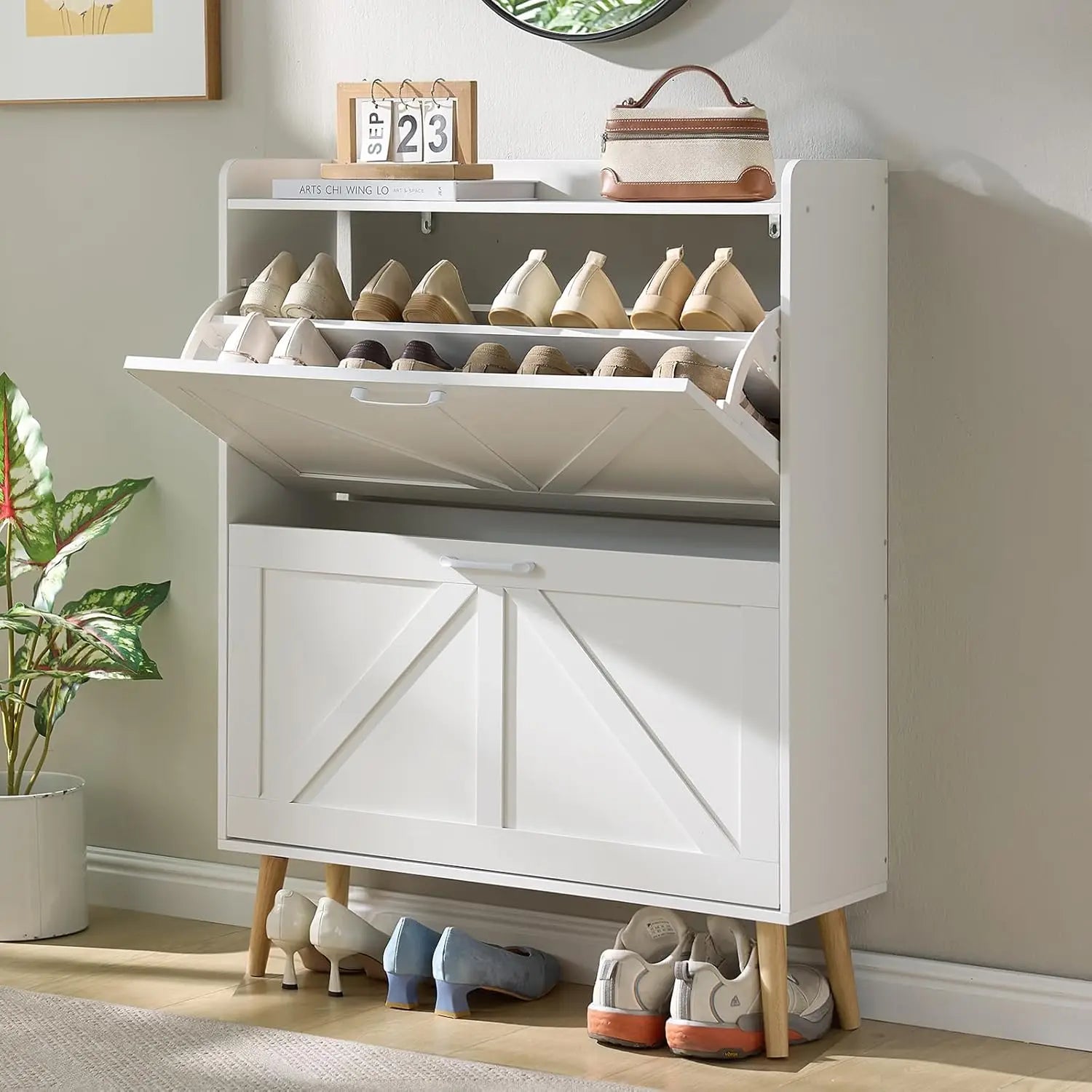 Rattan Shoe Storage Cabinet