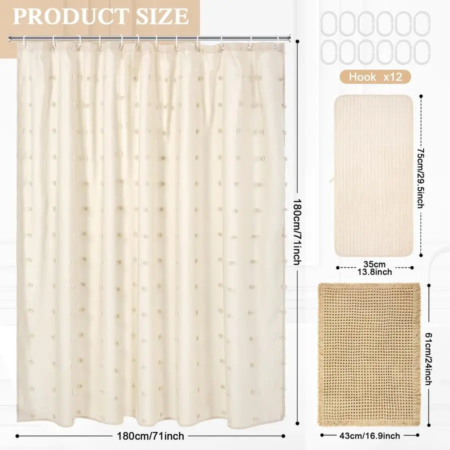 3 Pcs Farmhouse Bathroom Shower Curtain Set