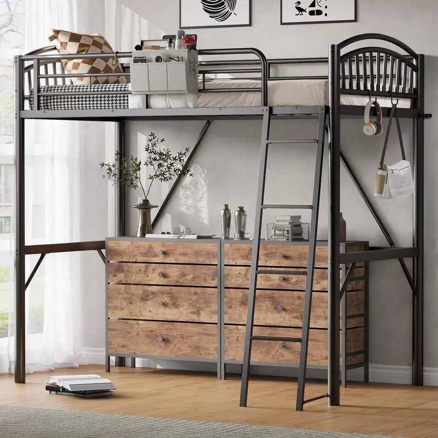 Twin Loft Bed with Bedside Caddy