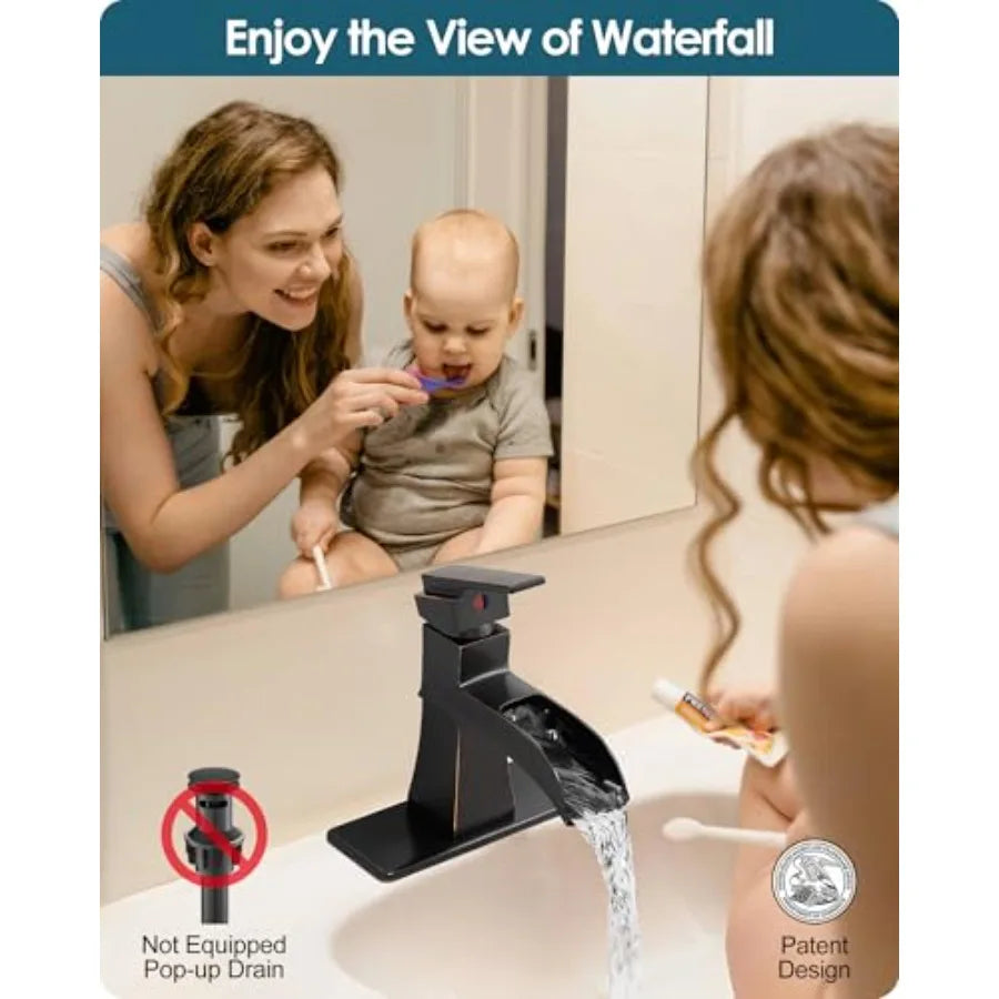 Bathroom Faucet, 1 Hole or 3 Hole Mount