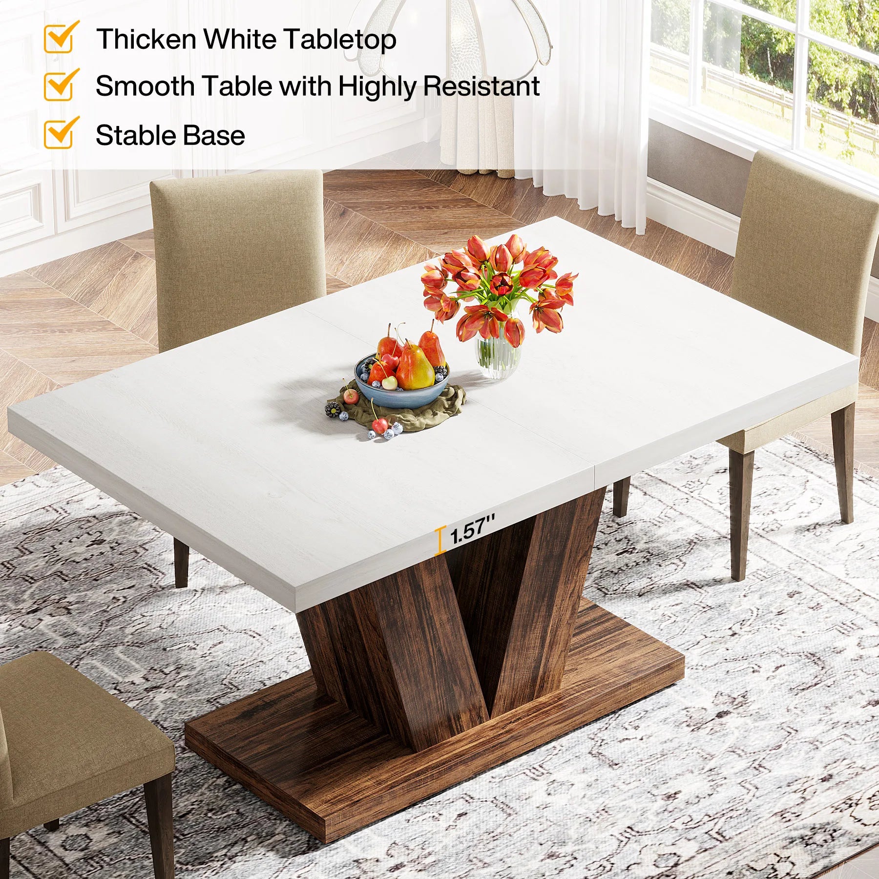 Farmhouse 47-Inch Dining Table for 4-6