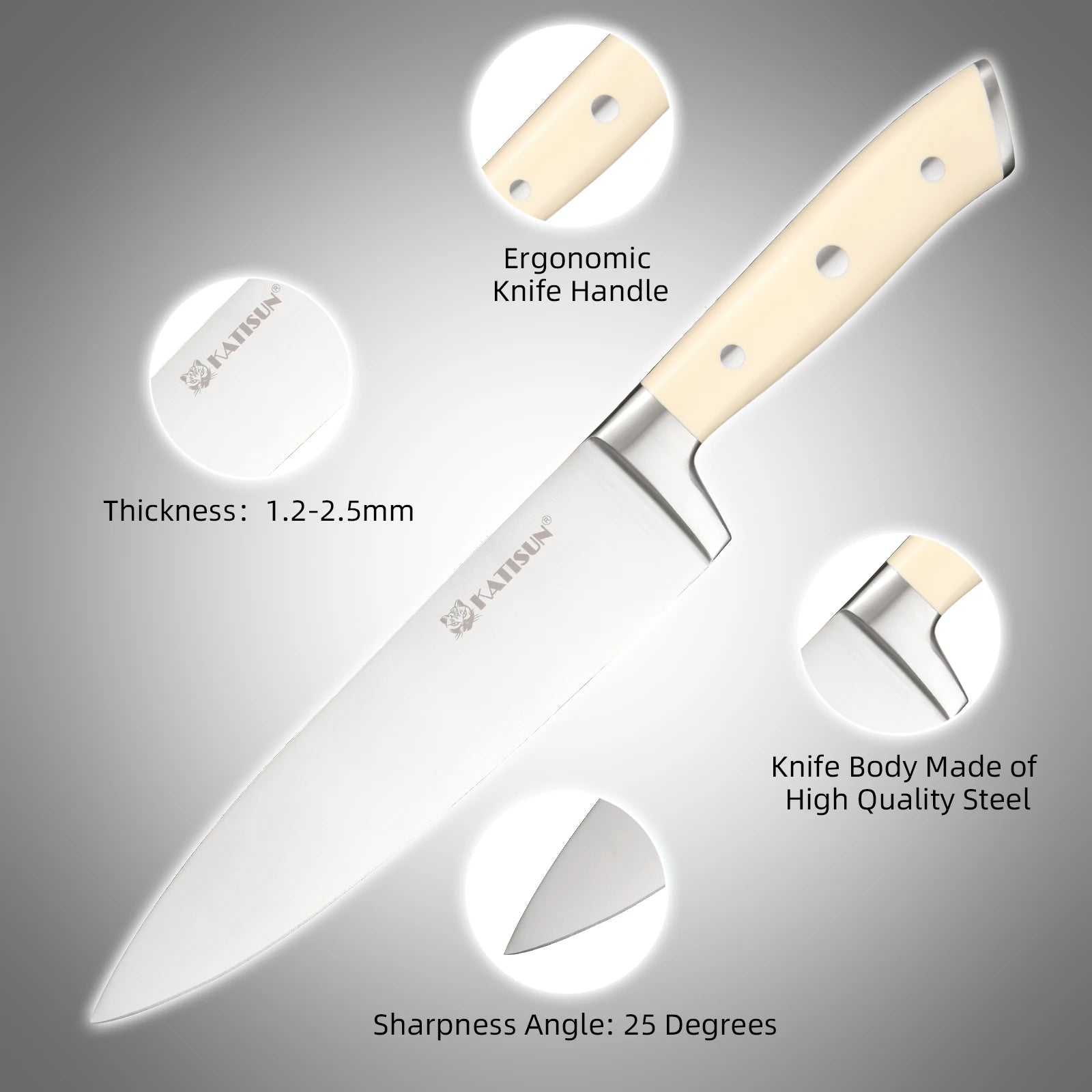 16 Piece Black and White Steel Knife Set