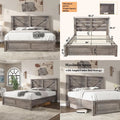 Queen Size Bed Frame with 49.2 Barn Door Headboard