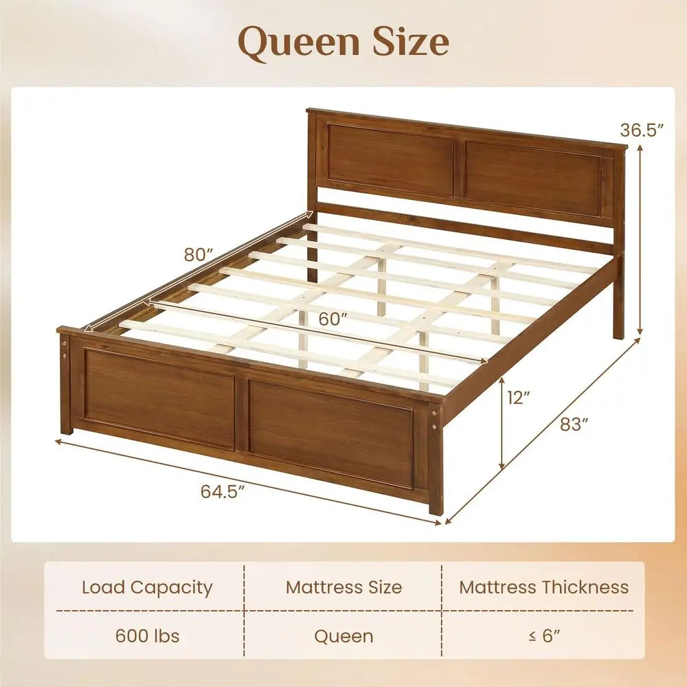 Wood Queen Size Bed Frame with Headboard